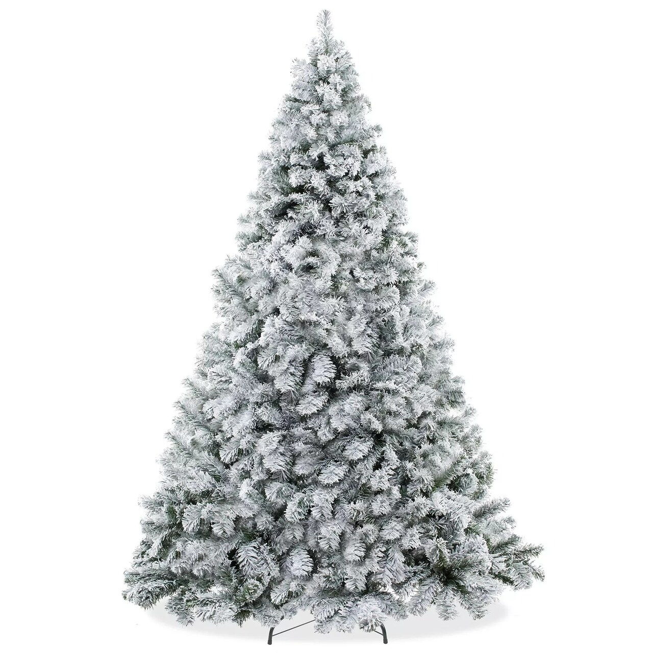 7.5FT Snow-Flocked Pine Realistic Artificial Holiday Christmas Tree with Stand